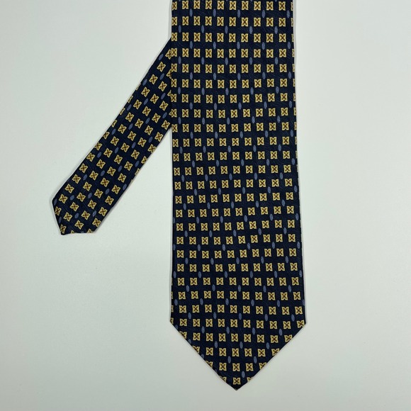 Maersk Broker Navy Blue Geometric Silk Necktie Men OS